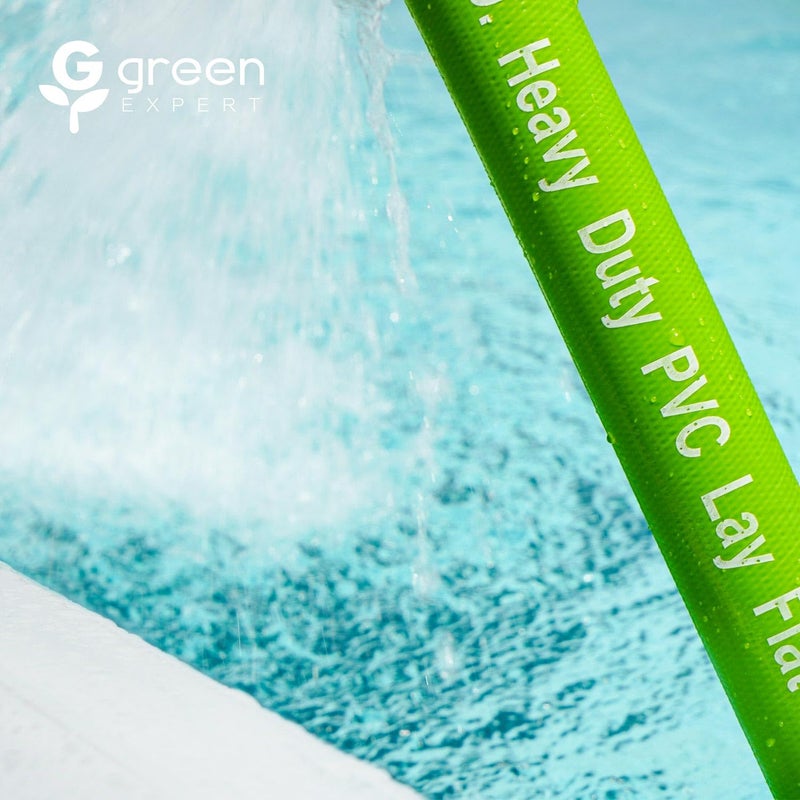 G green EXPERT Green Expert 2 inch ID Lay Flat Discharge Hose 50 feet with Clamps Reinforced PVC Water Drain Hose Heavy Duty for Sump Pumps Quickly Water Removal Pool Backwash Filter Accessory Green - Image 3